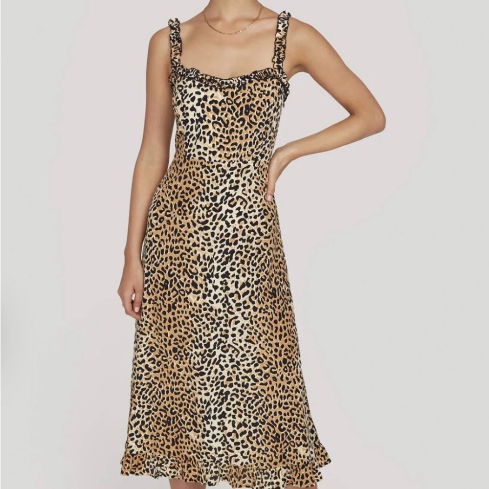 FAITHFULL THE BRAND Noemie Ruffled Floral Midi Dress Size | Boho Travel | Size 4